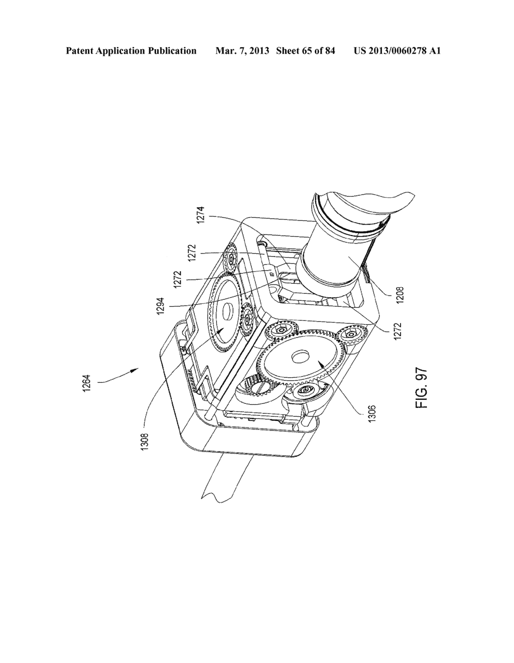 SURGICAL INSTRUMENT INCLUDING HOUSING, A CUTTING ACCESSORY THAT EXTENDS     FROM THE HOUSING AND ACTUATORS THAT ESTABLISH THE POSITION OF THE CUTTING     ACCESSORY RELATIVE TO THE HOUSING - diagram, schematic, and image 66