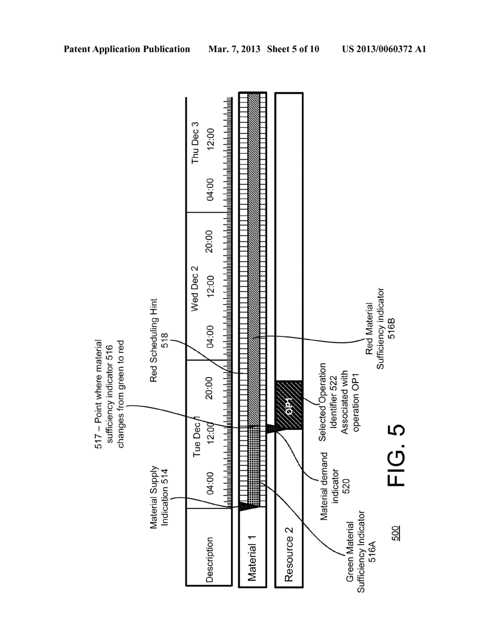 USER INTERFACE INCLUDING SCHEDULING HINT AND MATERIAL SUFFICIENCY     INDICATOR FOR PRODUCTION PLANNING - diagram, schematic, and image 06