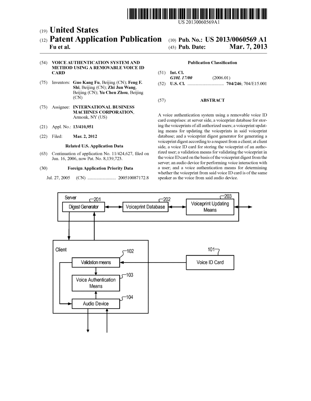 VOICE AUTHENTICATION SYSTEM AND METHOD USING A REMOVABLE VOICE ID CARD - diagram, schematic, and image 01