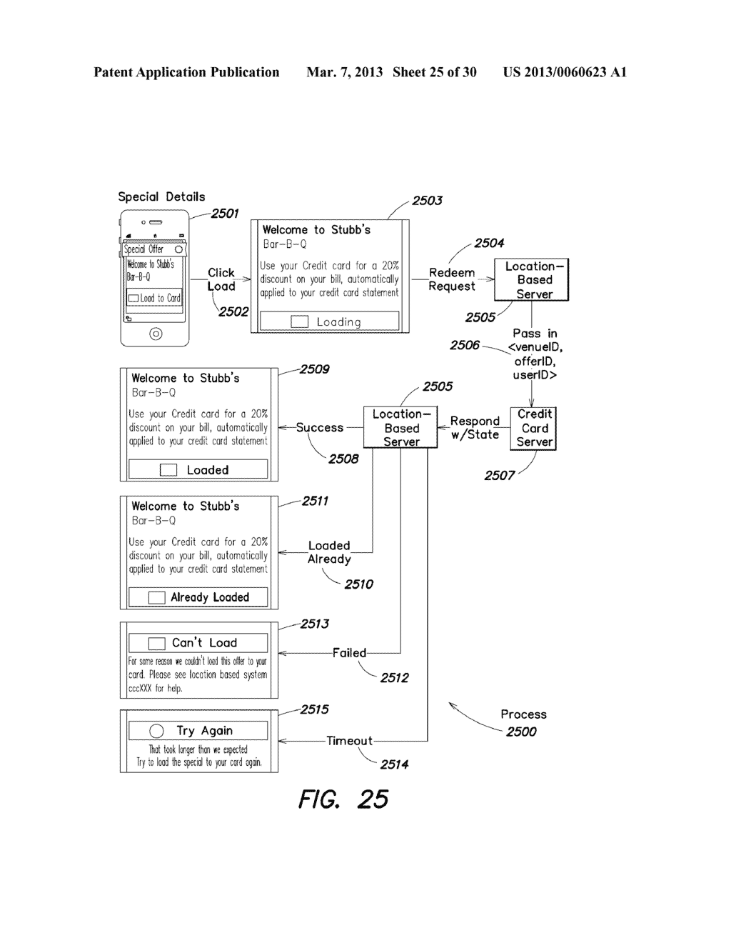 SYSTEM AND METHOD FOR MANAGING AND REDEEMING OFFERS WITH A LOCATION-BASED     SERVICE - diagram, schematic, and image 26