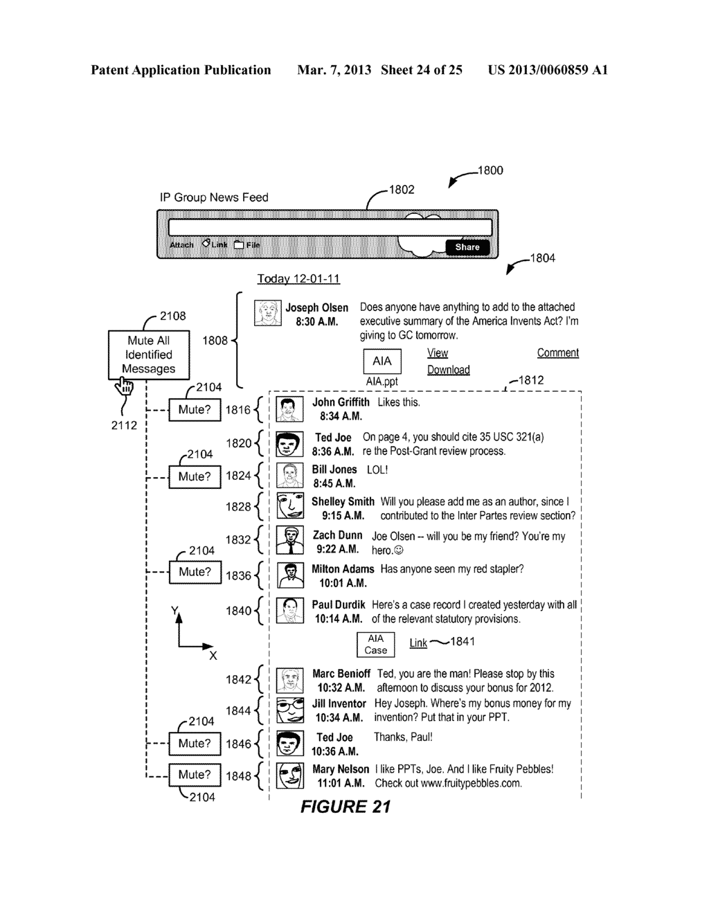 COMPUTER IMPLEMENTED METHODS AND APPARATUS FOR SELECTIVE DISPLAY OF     INFORMATION UPDATES OF A FEED OF AN ONLINE SOCIAL NETWORK - diagram, schematic, and image 25