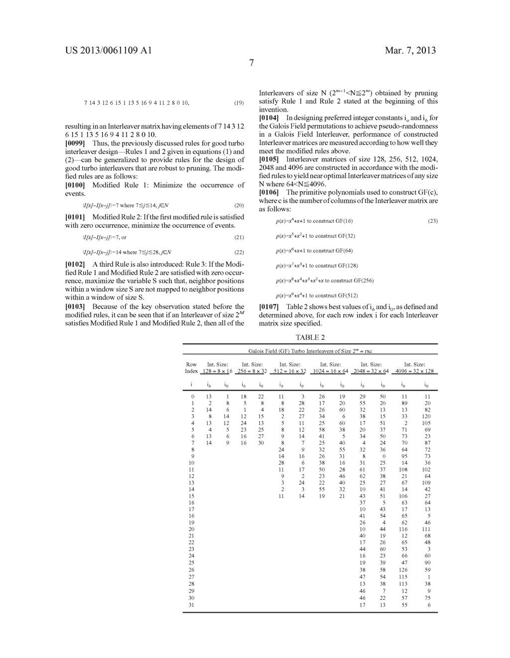 TURBO CODE INTERLEAVER WITH NEAR OPTIMAL PERFORMANCE - diagram, schematic, and image 13