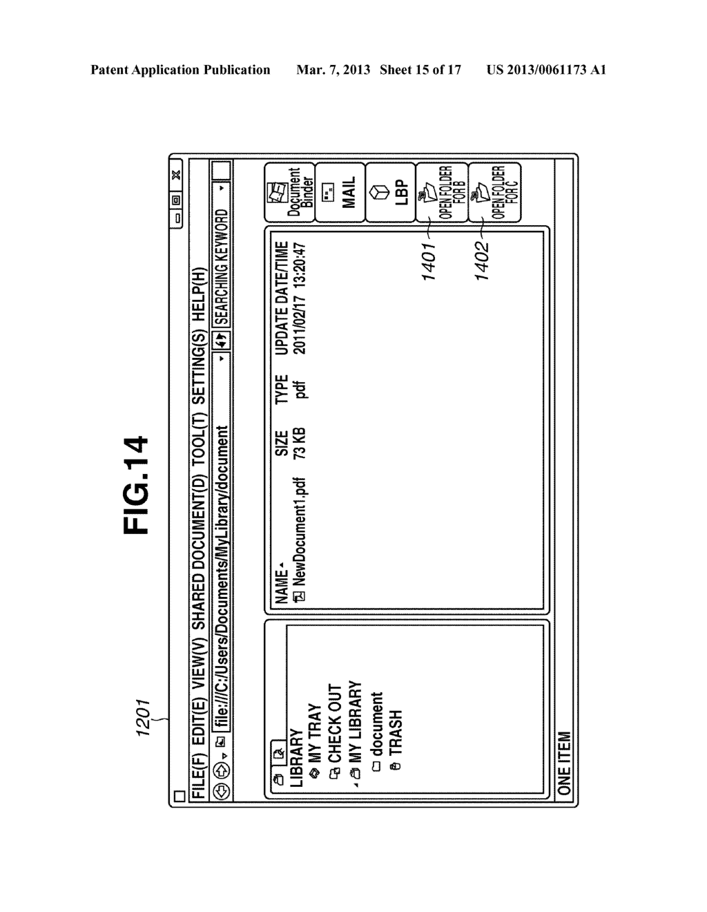 INFORMATION PROCESSING APPARATUS, CONTROL METHOD THEREOF, AND STORAGE     MEDIUM FOR TRANSMITTING A DATA FILE VIA A SHARED FOLDER - diagram, schematic, and image 16