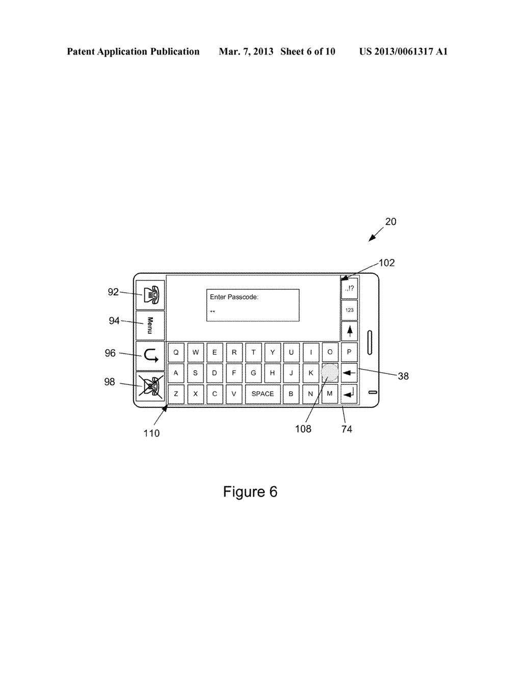 SYSTEM AND METHOD FOR ACCESS CONTROL IN A PORTABLE ELECTRONIC DEVICE - diagram, schematic, and image 07