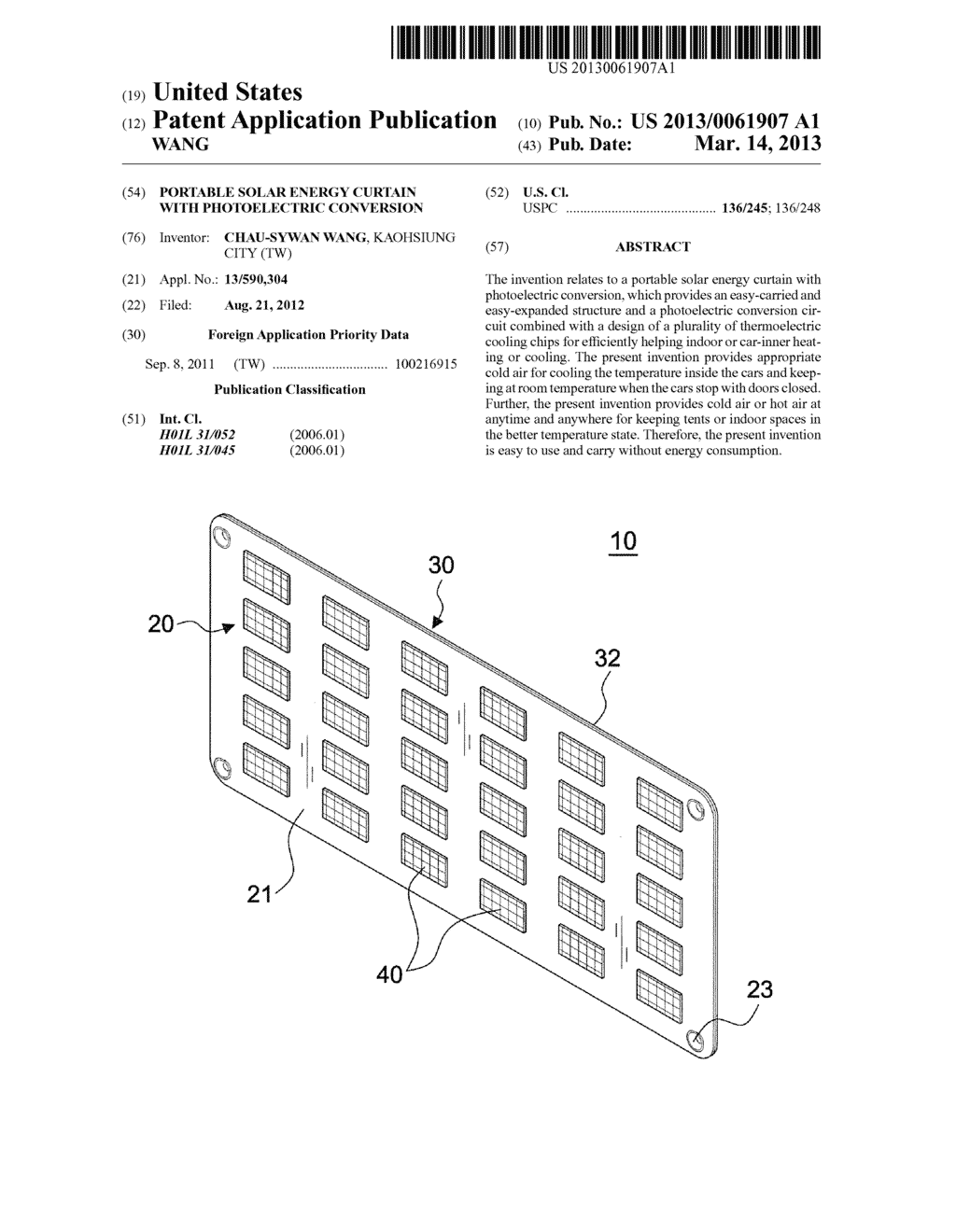 PORTABLE SOLAR ENERGY CURTAIN WITH PHOTOELECTRIC CONVERSION - diagram, schematic, and image 01