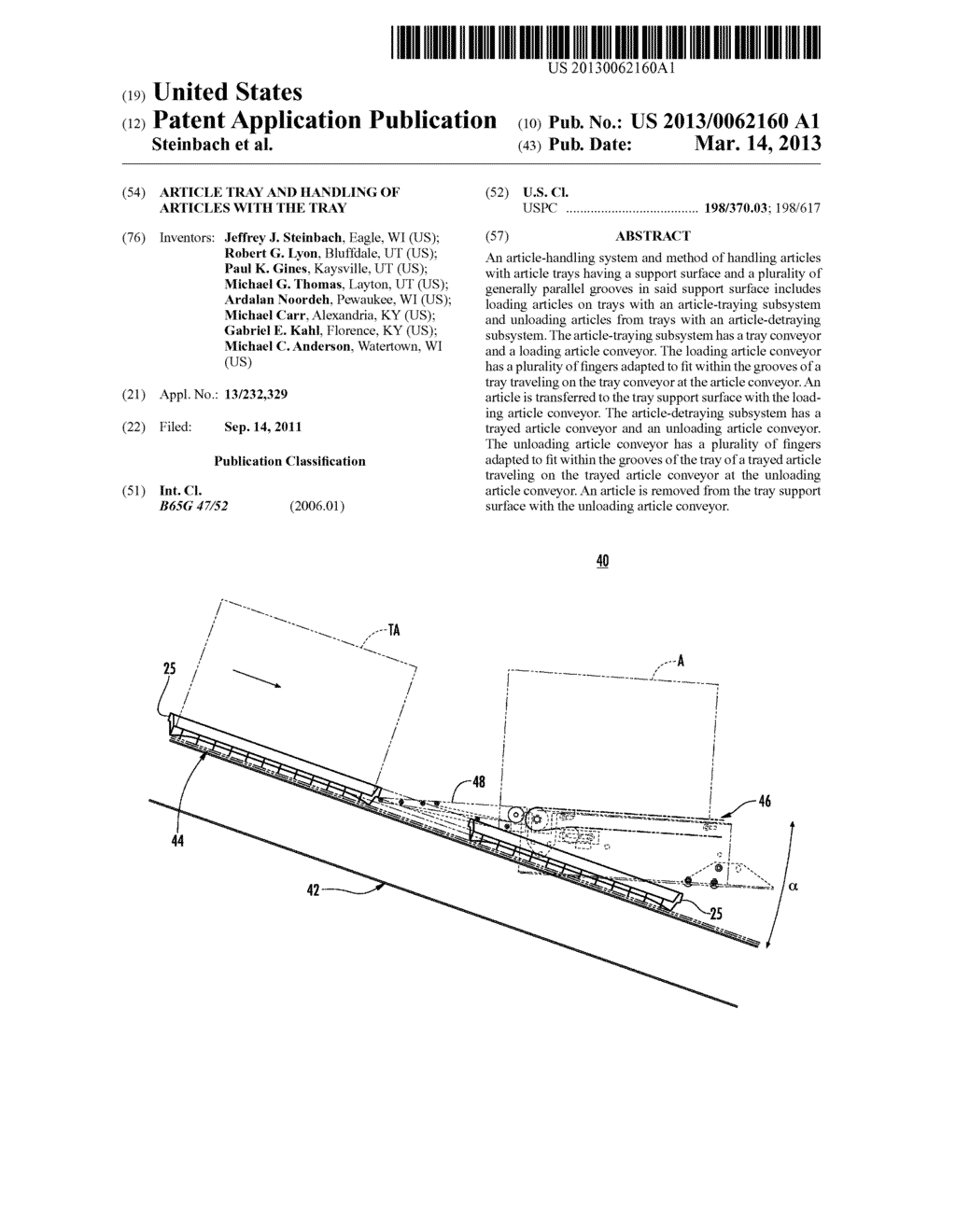 ARTICLE TRAY AND HANDLING OF ARTICLES WITH THE TRAY - diagram, schematic, and image 01