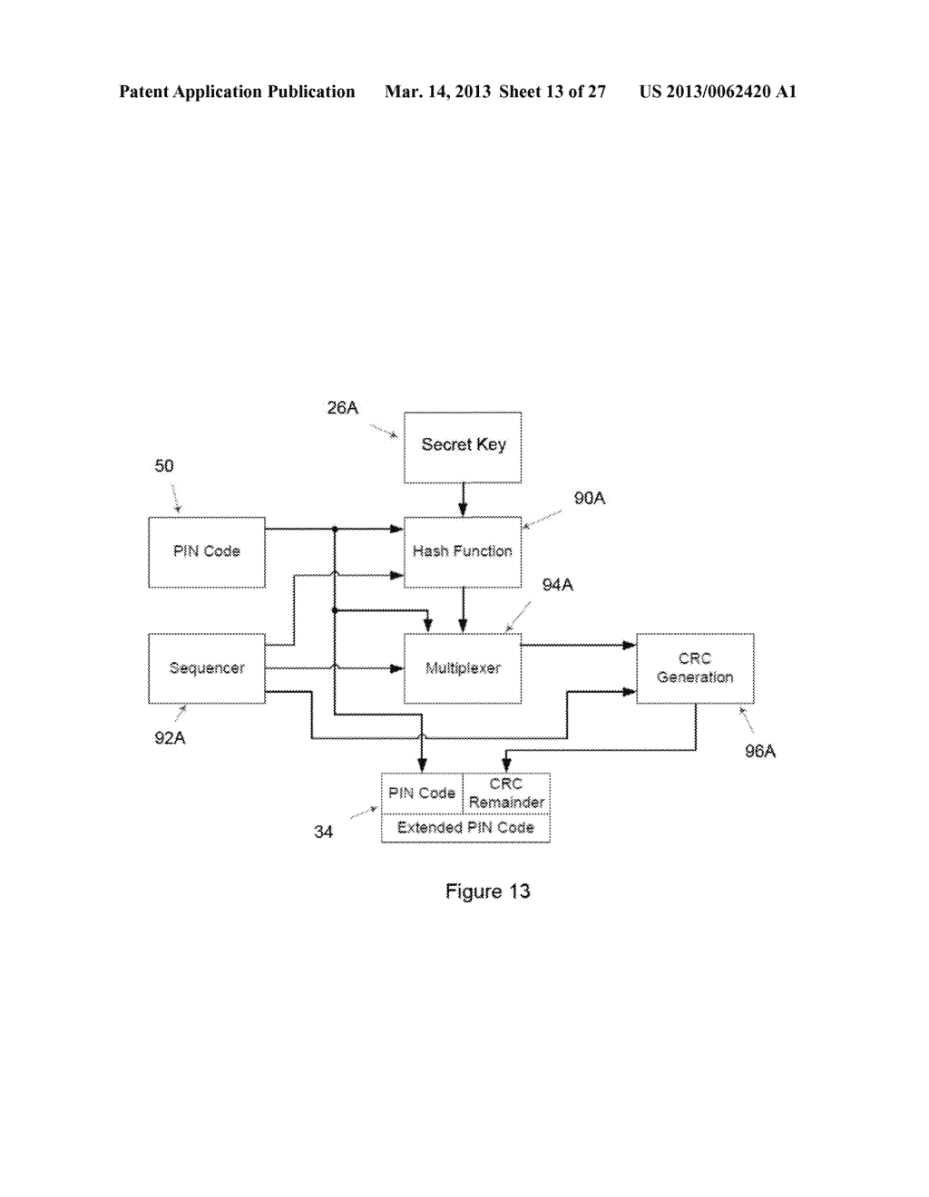 METHOD AND SYSTEM FOR THE GENERATION AND VALIDATION OF PERSONAL     IDENTIFICATION NUMBERS - diagram, schematic, and image 14