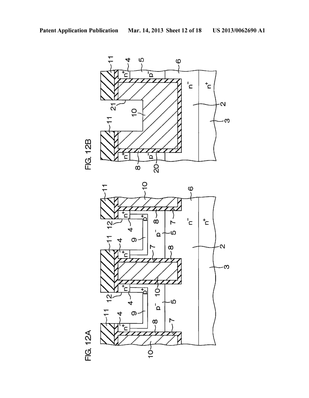 SEMICONDUCTOR DEVICE, AND MANUFACTURING METHOD FOR SAME - diagram, schematic, and image 13