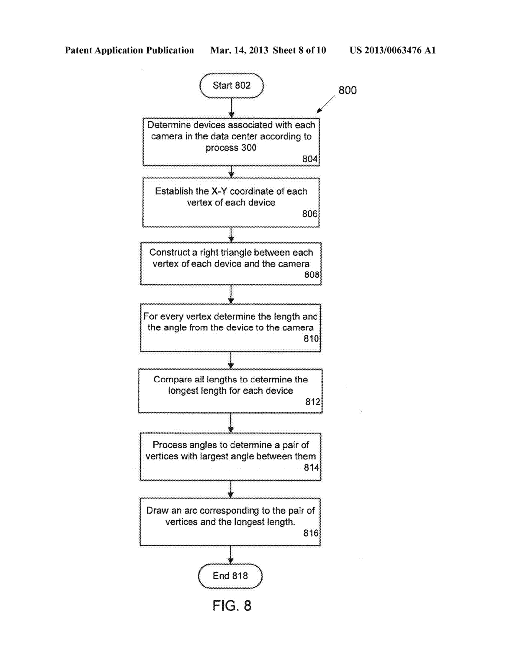 METHOD AND SYSTEM FOR DISPLAYING A COVERAGE AREA OF A CAMERA IN A DATA     CENTER - diagram, schematic, and image 09