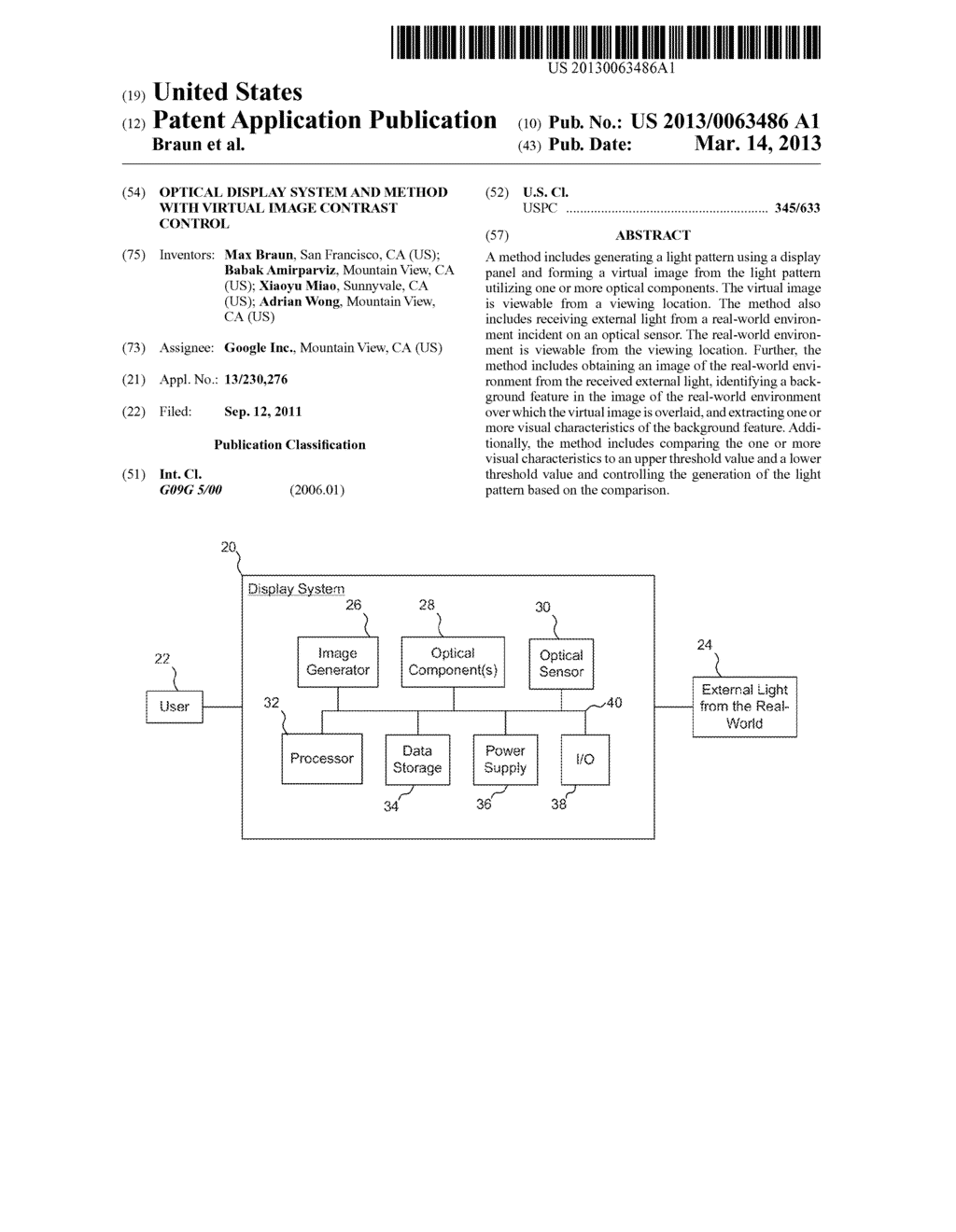 Optical Display System and Method with Virtual Image Contrast Control - diagram, schematic, and image 01