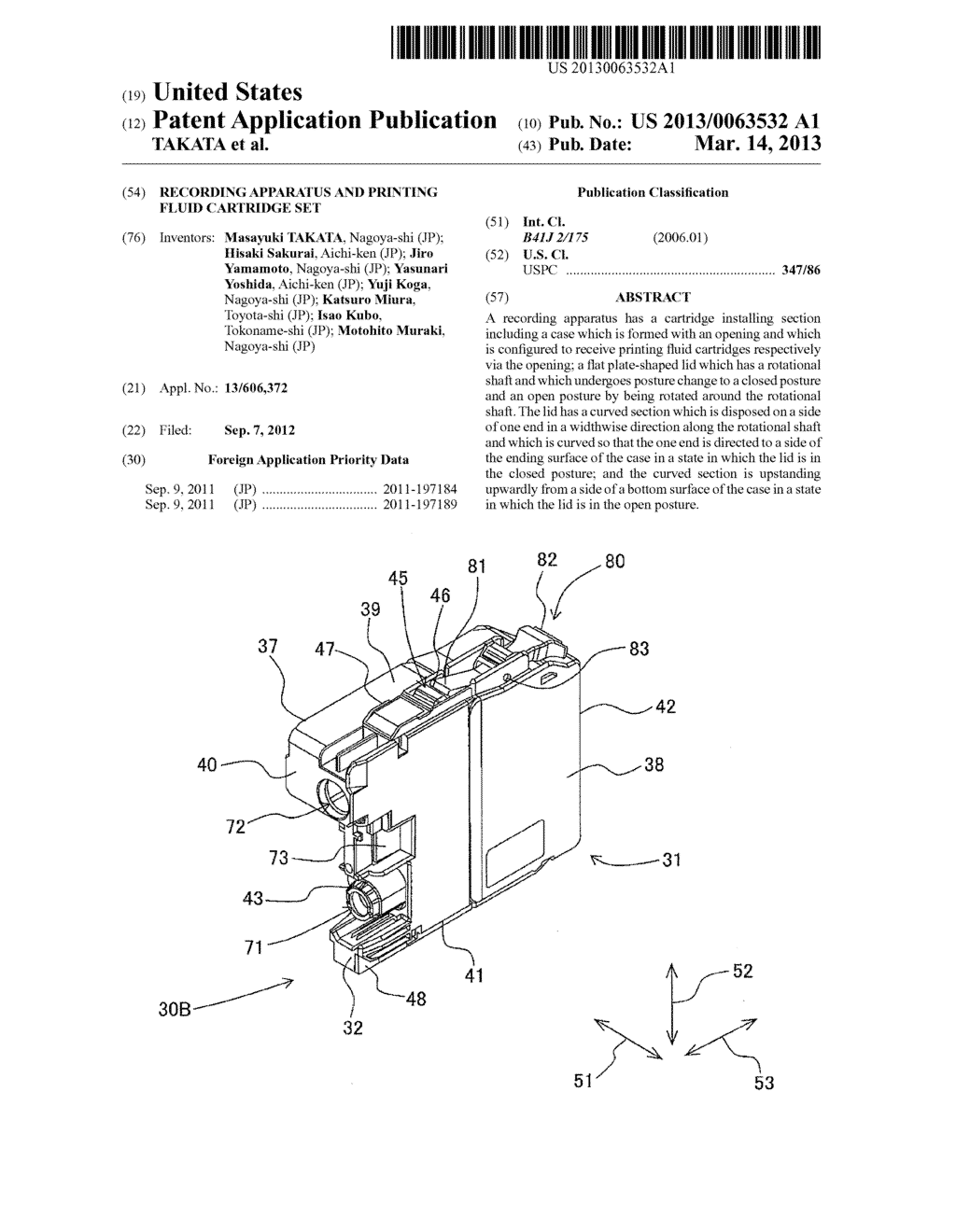 RECORDING APPARATUS AND PRINTING FLUID CARTRIDGE SET - diagram, schematic, and image 01