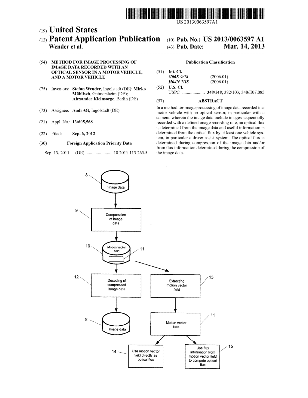 METHOD FOR IMAGE PROCESSING OF IMAGE DATA RECORDED WITH AN OPTICAL SENSOR     IN A MOTOR VEHICLE, AND A MOTOR VEHICLE - diagram, schematic, and image 01