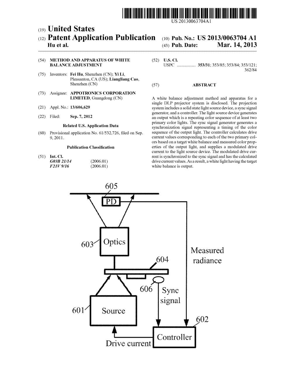 METHOD AND APPARATUS OF WHITE BALANCE ADJUSTMENT - diagram, schematic, and image 01