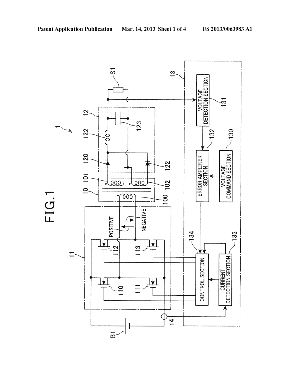 POWER CONVERTER ENABLING SUPPRESSION OF MAGNETIC FLUX BIAS IN A     TRANSFORMER OF THE CONVERTER - diagram, schematic, and image 02