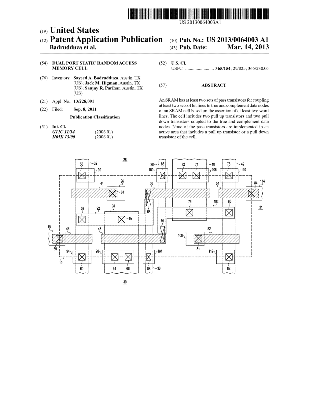 DUAL PORT STATIC RANDOM ACCESS MEMORY CELL - diagram, schematic, and image 01