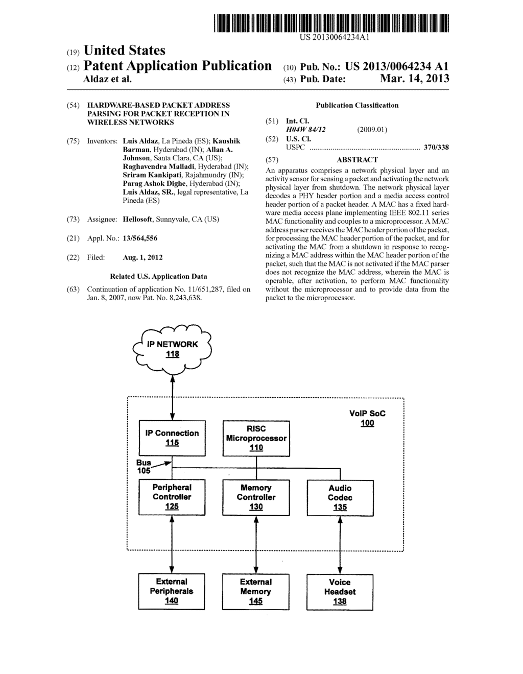 HARDWARE-BASED PACKET ADDRESS PARSING FOR PACKET RECEPTION IN WIRELESS     NETWORKS - diagram, schematic, and image 01