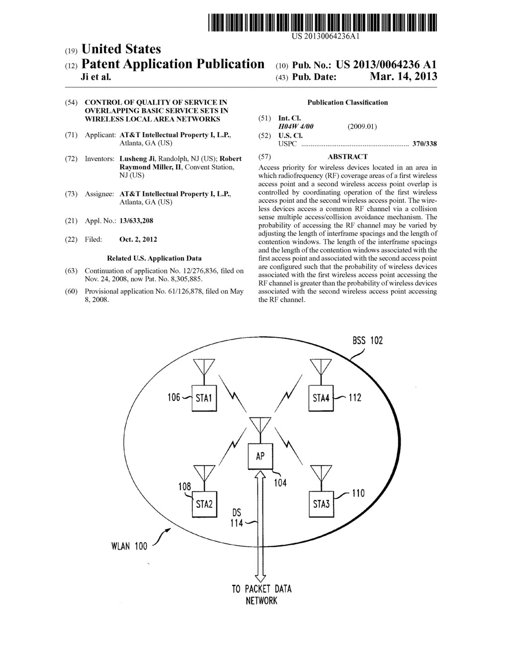 Control of Quality of Service in Overlapping Basic Service Sets in     Wireless Local Area Networks - diagram, schematic, and image 01