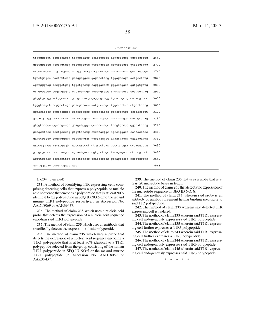 BINDING AND FUNCTIONAL ASSAYS THAT USE THE T1R3 RECEPTOR TO SCREEN FOR     TASTE MODULATORY COMPOUNDS - diagram, schematic, and image 60