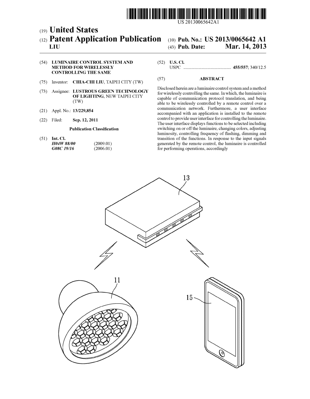 LUMINAIRE CONTROL SYSTEM AND METHOD FOR WIRELESSLY CONTROLLING THE SAME - diagram, schematic, and image 01