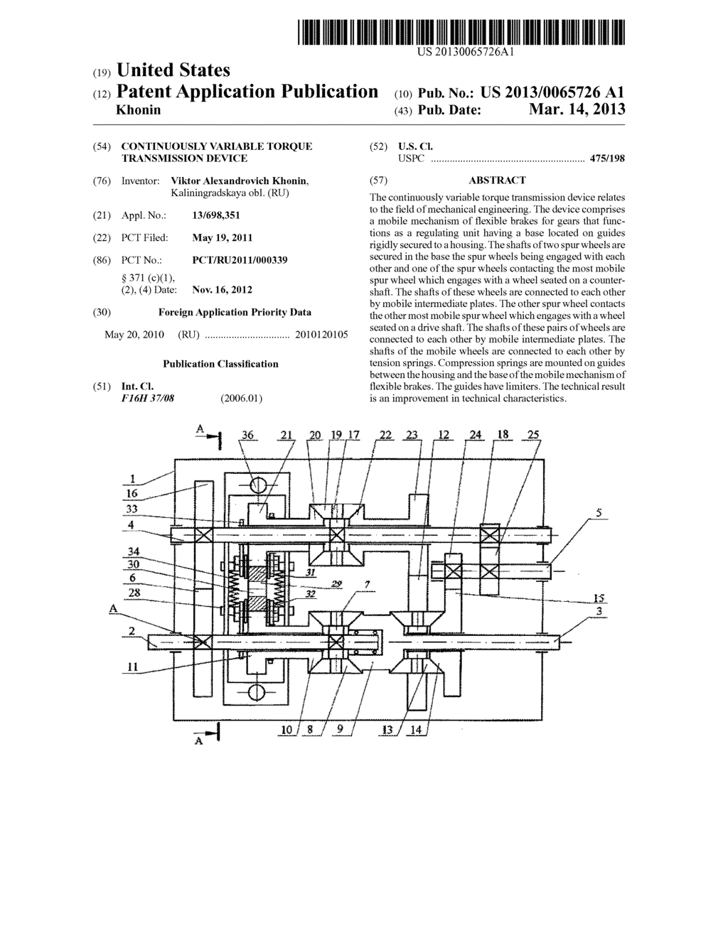 CONTINUOUSLY VARIABLE TORQUE TRANSMISSION DEVICE - diagram, schematic, and image 01