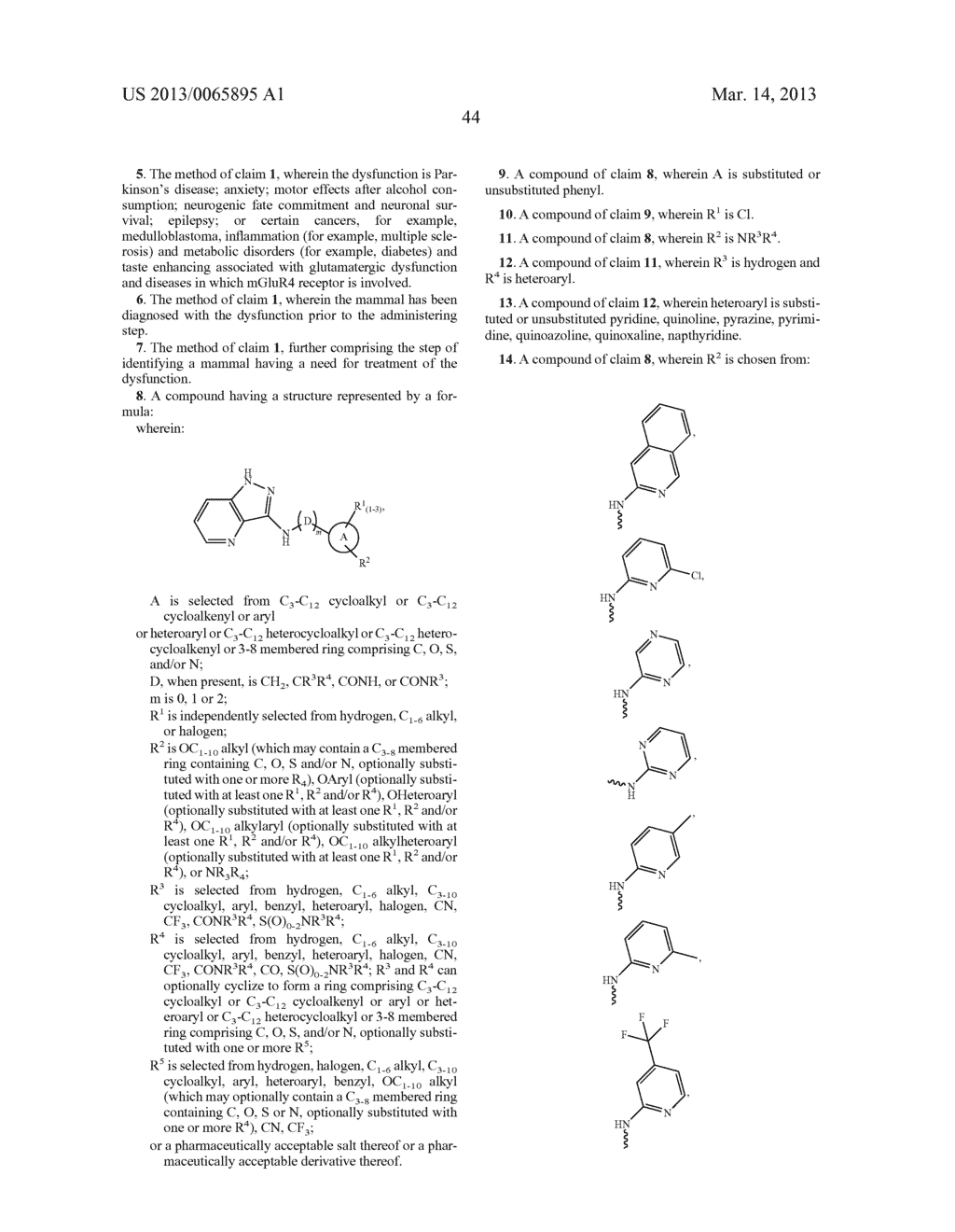 Pyrazolopyridine, Pyrazolopyrazine, Pyrazolopyrimidine, Pyrazolothiophene     and Pyrazolothiazole Compounds as MGLUR4 Allosteric Potentiators,     Compositions, and Methods of Treating Neurological Dysfunction - diagram, schematic, and image 45