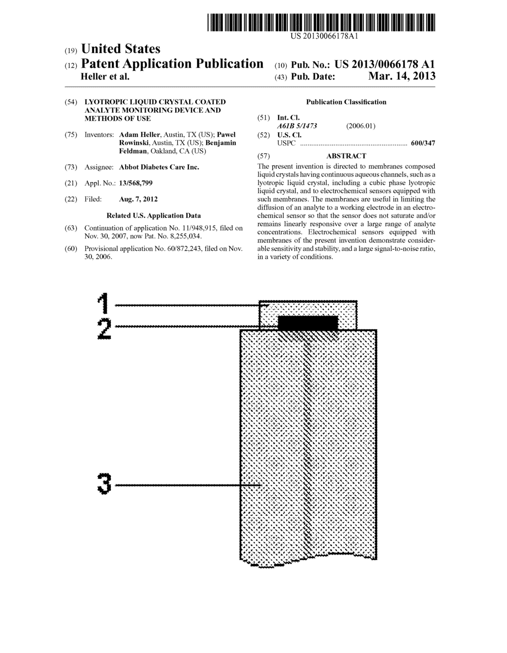 Lyotropic Liquid Crystal Coated Analyte Monitoring Device and Methods of     Use - diagram, schematic, and image 01