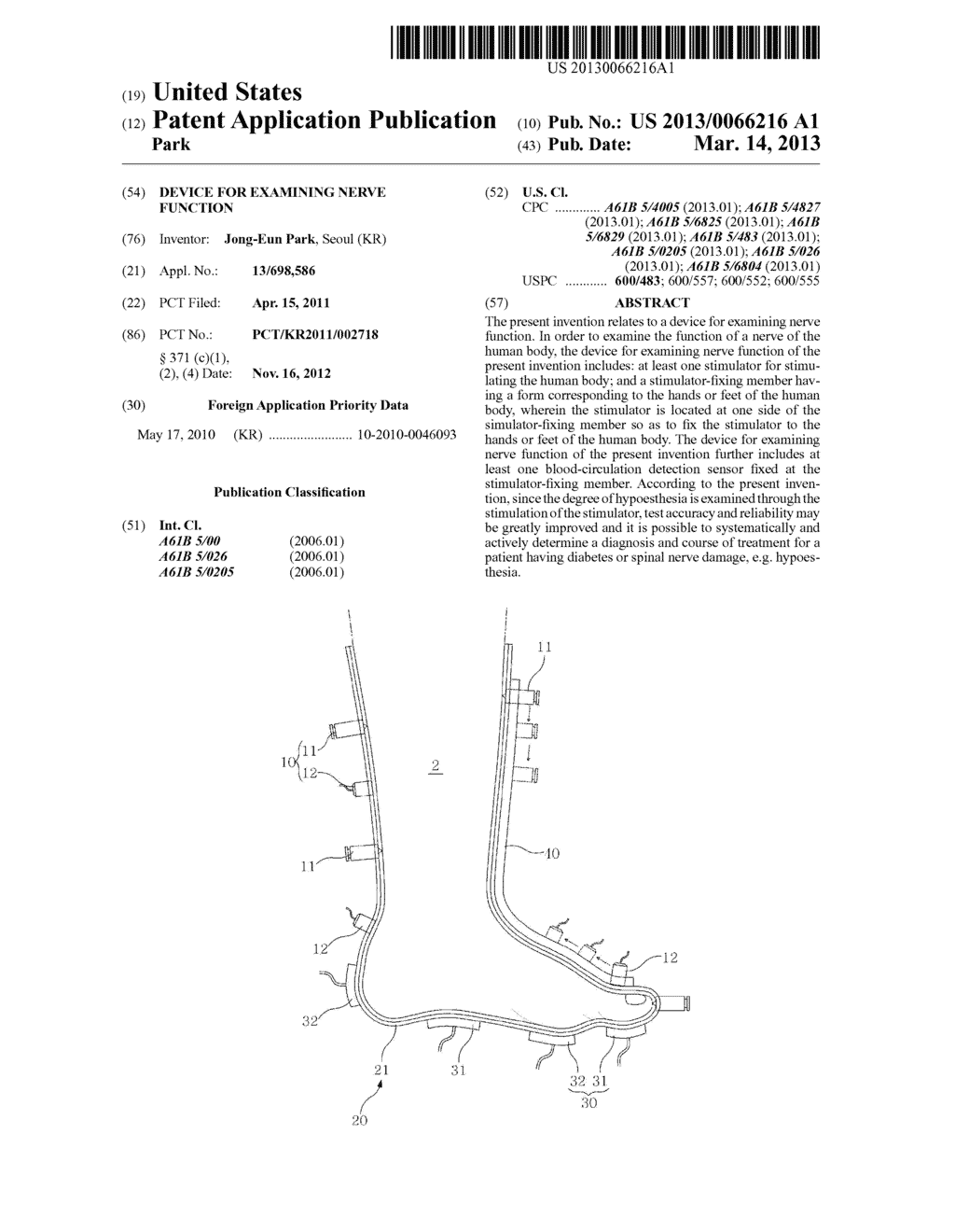 DEVICE FOR EXAMINING NERVE FUNCTION - diagram, schematic, and image 01