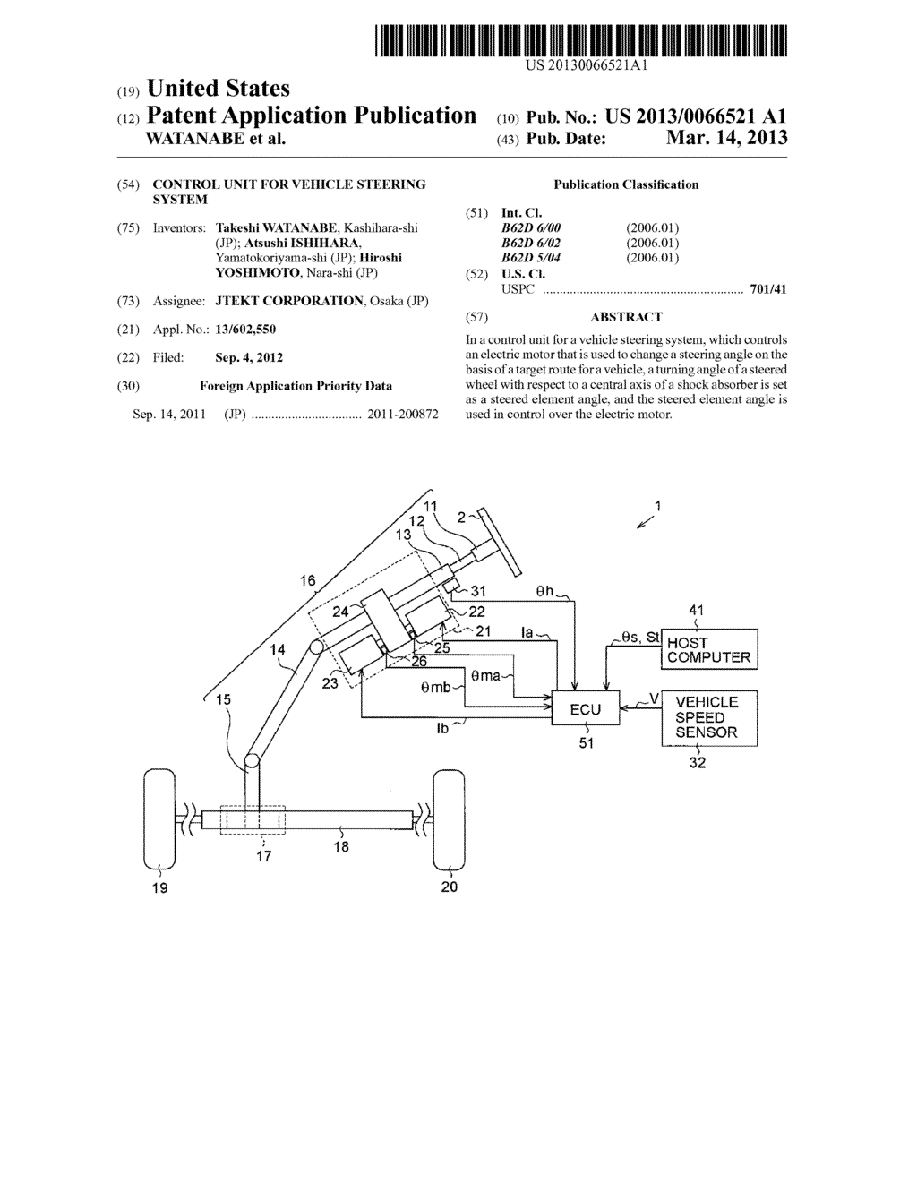 CONTROL UNIT FOR VEHICLE STEERING SYSTEM - diagram, schematic, and image 01