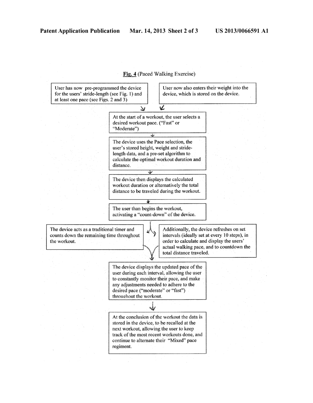 PERSONAL ELECTRONIC DEVICE TO ASSIST A USER IN DEVELOPING AND MAINTAINING     AN OPTIMAL FITNESS WALKING ROUTINE - diagram, schematic, and image 03