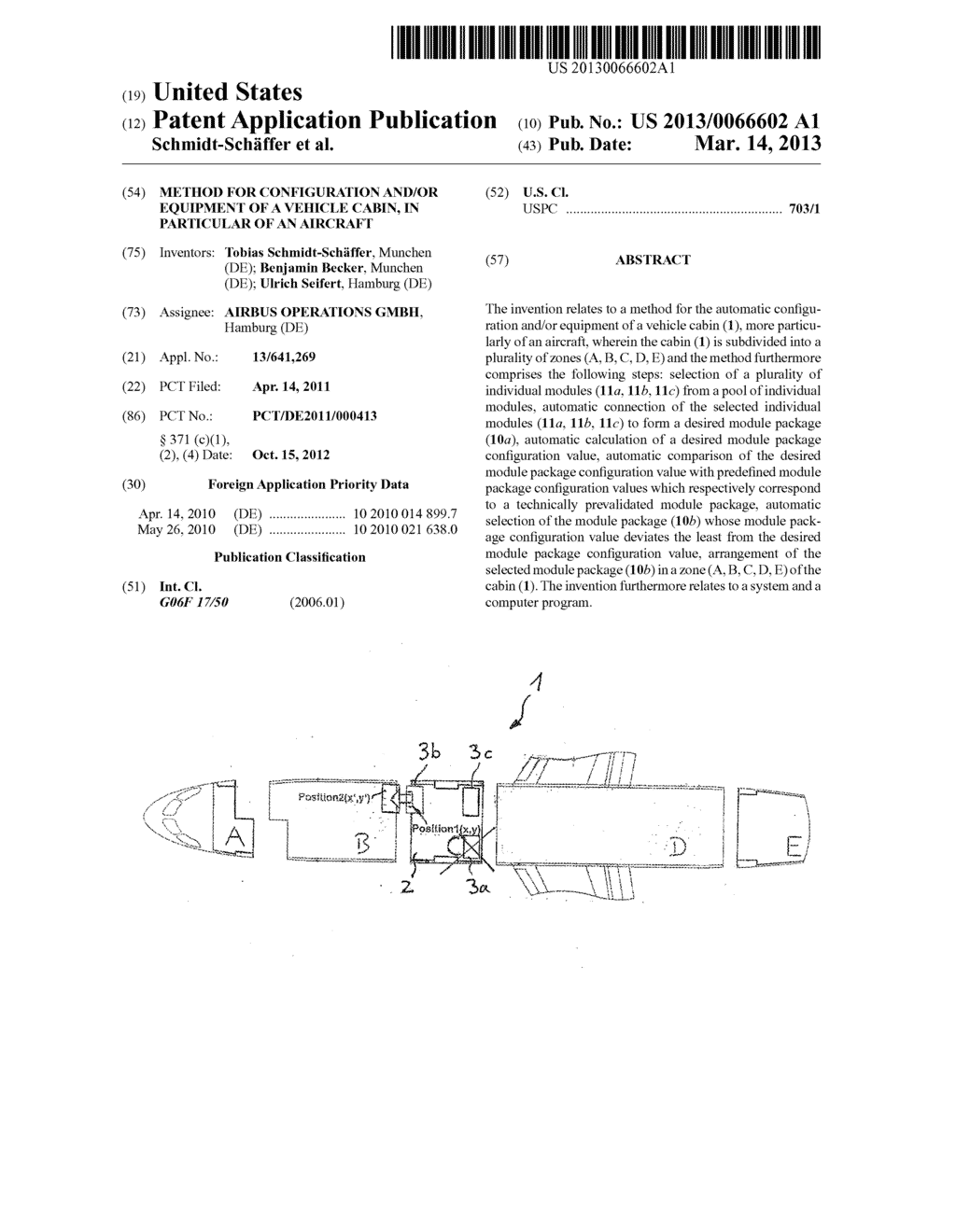 METHOD FOR CONFIGURATION AND/OR EQUIPMENT OF A VEHICLE CABIN, IN     PARTICULAR OF AN AIRCRAFT - diagram, schematic, and image 01