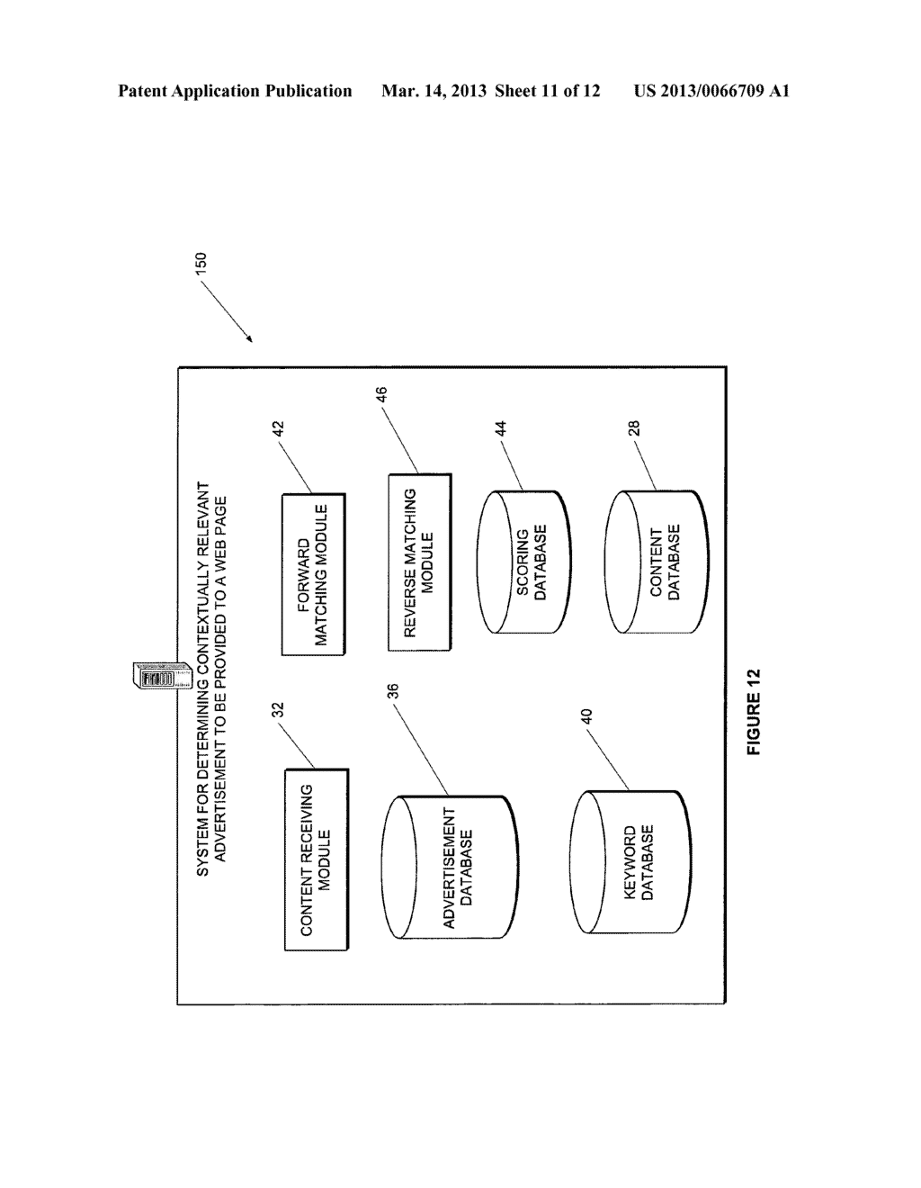 METHOD OF AND SYSTEM FOR DETERMINING CONTEXTUALLY RELEVANT ADVERTISEMENTS     TO BE PROVIDED TO A WEB PAGE - diagram, schematic, and image 12