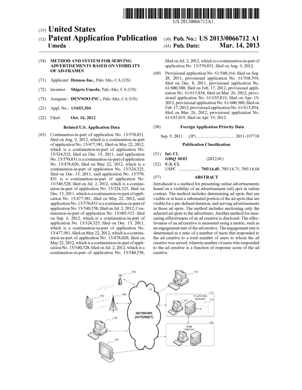 METHOD AND SYSTEM FOR SERVING ADVERTISEMENTS BASED ON VISIBILITY OF     AD-FRAMES - diagram, schematic, and image 01