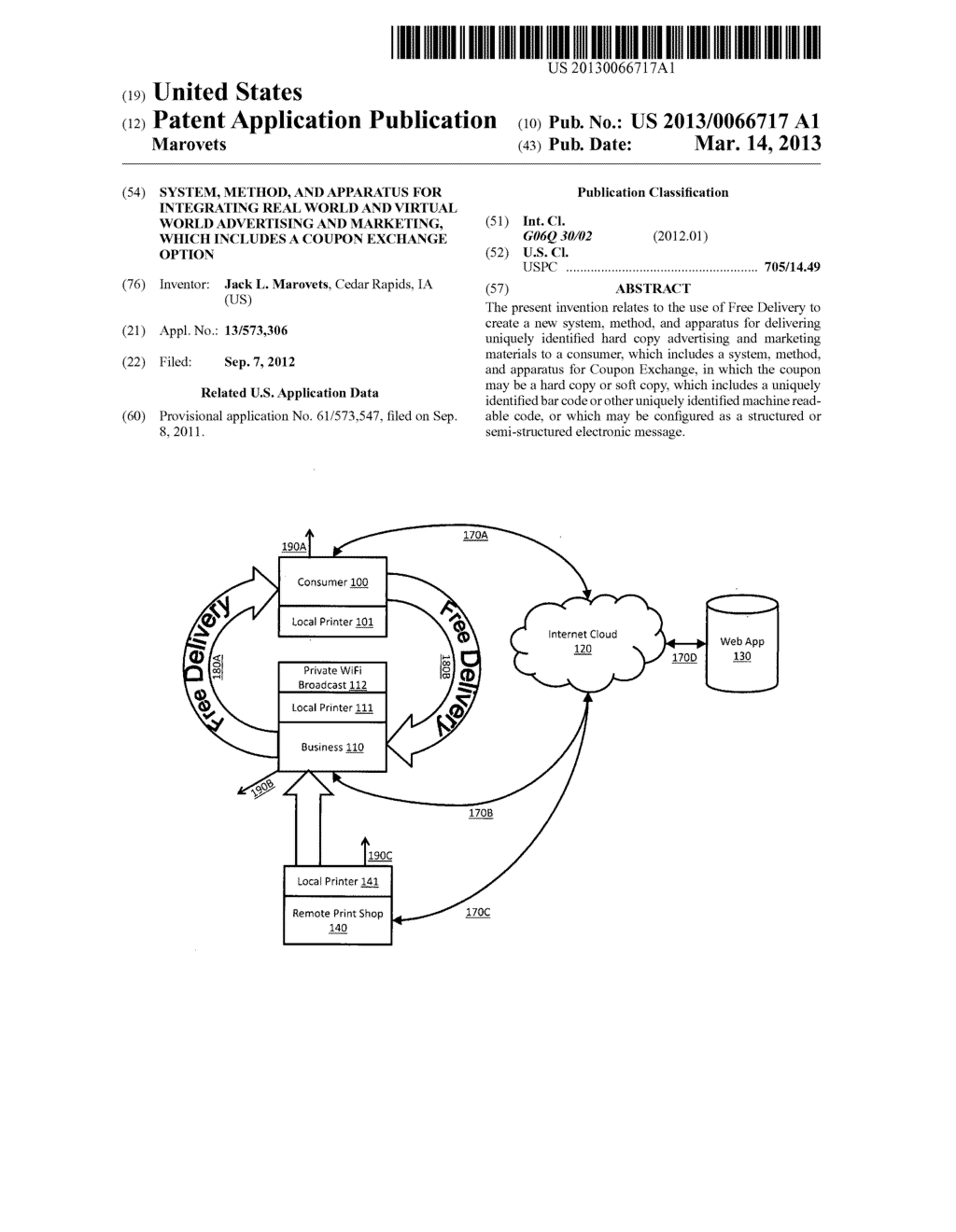 System, method, and apparatus for integrating real world and virtual world     advertising and marketing, which includes a coupon exchange option - diagram, schematic, and image 01