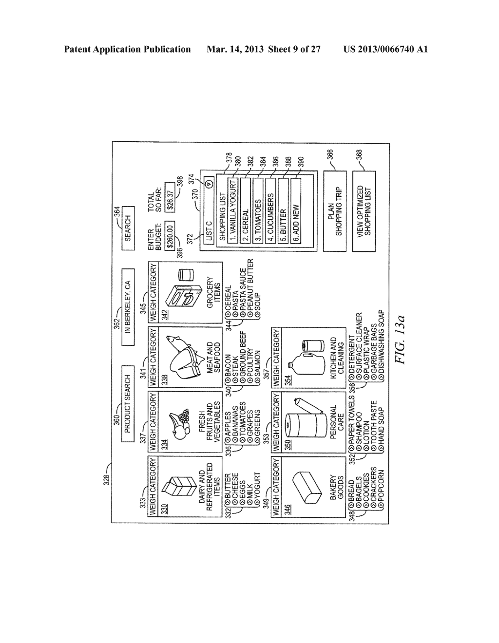 Commerce System and Method of Controlling the Commerce System Using     Personalized Shopping List and Trip Planner - diagram, schematic, and image 10