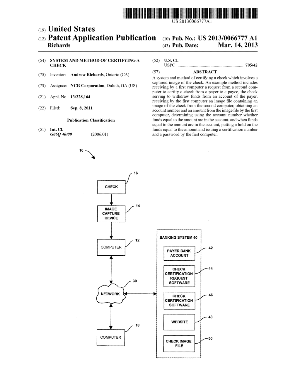 SYSTEM AND METHOD OF CERTIFYING A CHECK - diagram, schematic, and image 01