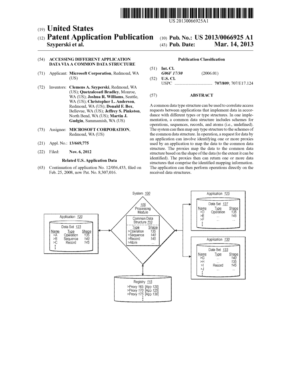 ACCESSING DIFFERENT APPLICATION DATA VIA A COMMON DATA STRUCTURE - diagram, schematic, and image 01