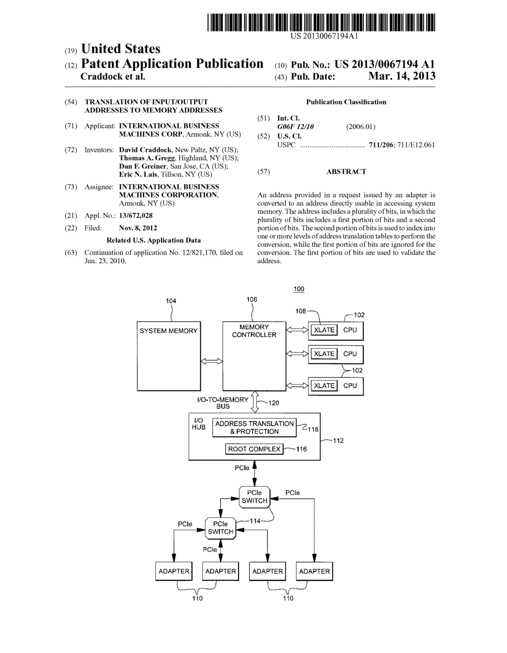 TRANSLATION OF INPUT/OUTPUT ADDRESSES TO MEMORY ADDRESSES - diagram, schematic, and image 01