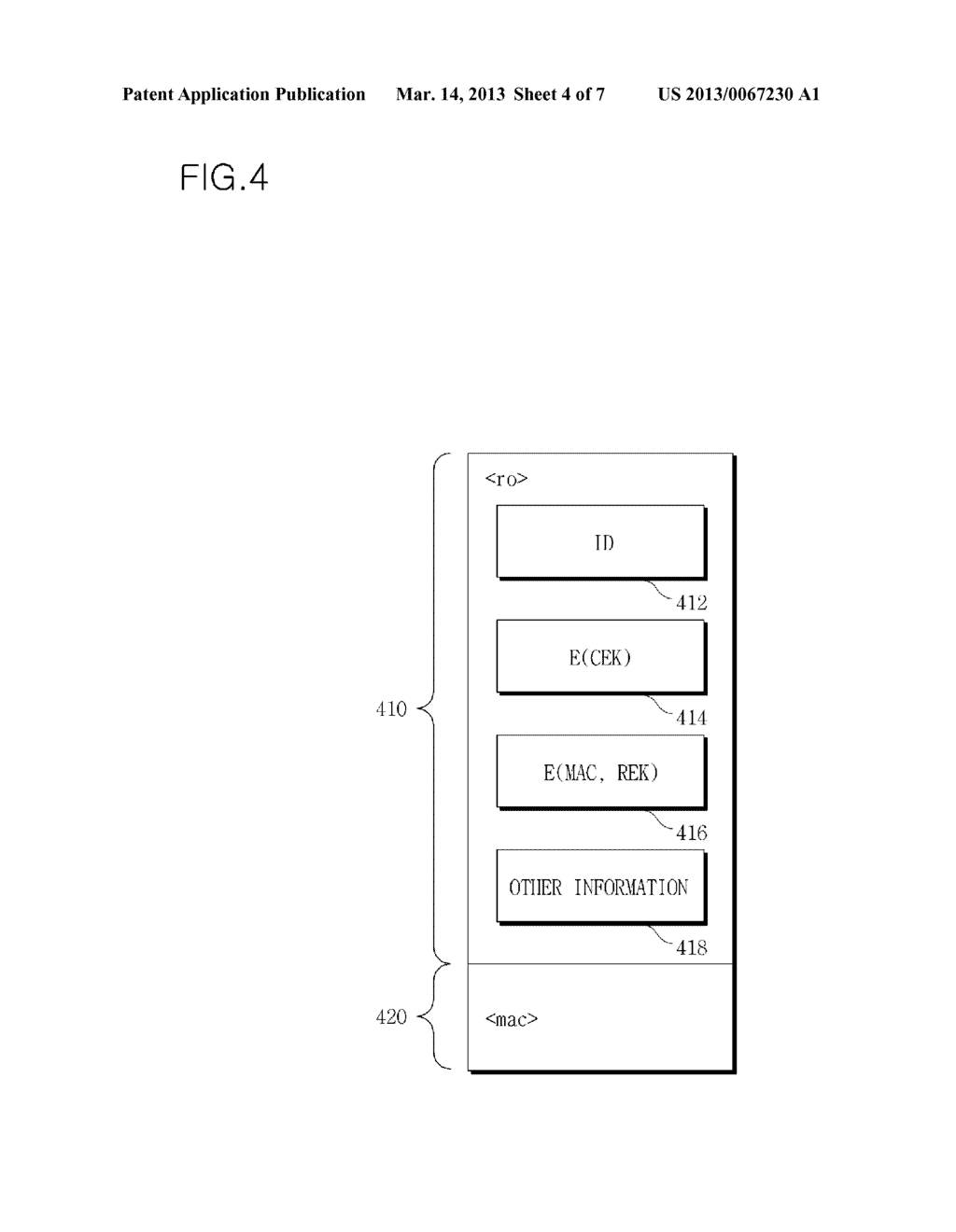 METHOD FOR GENERATING RIGHTS OBJECT AND DEVICE TO PERFORM THE METHOD,     METHOD FOR TRANSMITTING RIGHTS OBJECT AND DEVICE TO PERFORM THE METHOD,     AND METHOD FOR RECEIVING RIGHTS OBJECT AND DEVICE TO PERFORM THE METHOD - diagram, schematic, and image 05