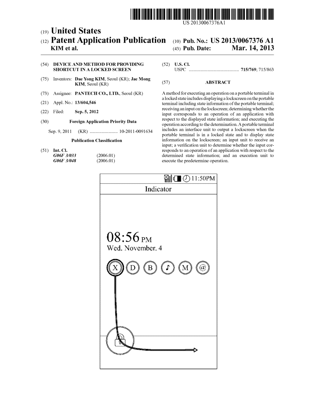 DEVICE AND METHOD FOR PROVIDING SHORTCUT IN A LOCKED SCREEN - diagram, schematic, and image 01