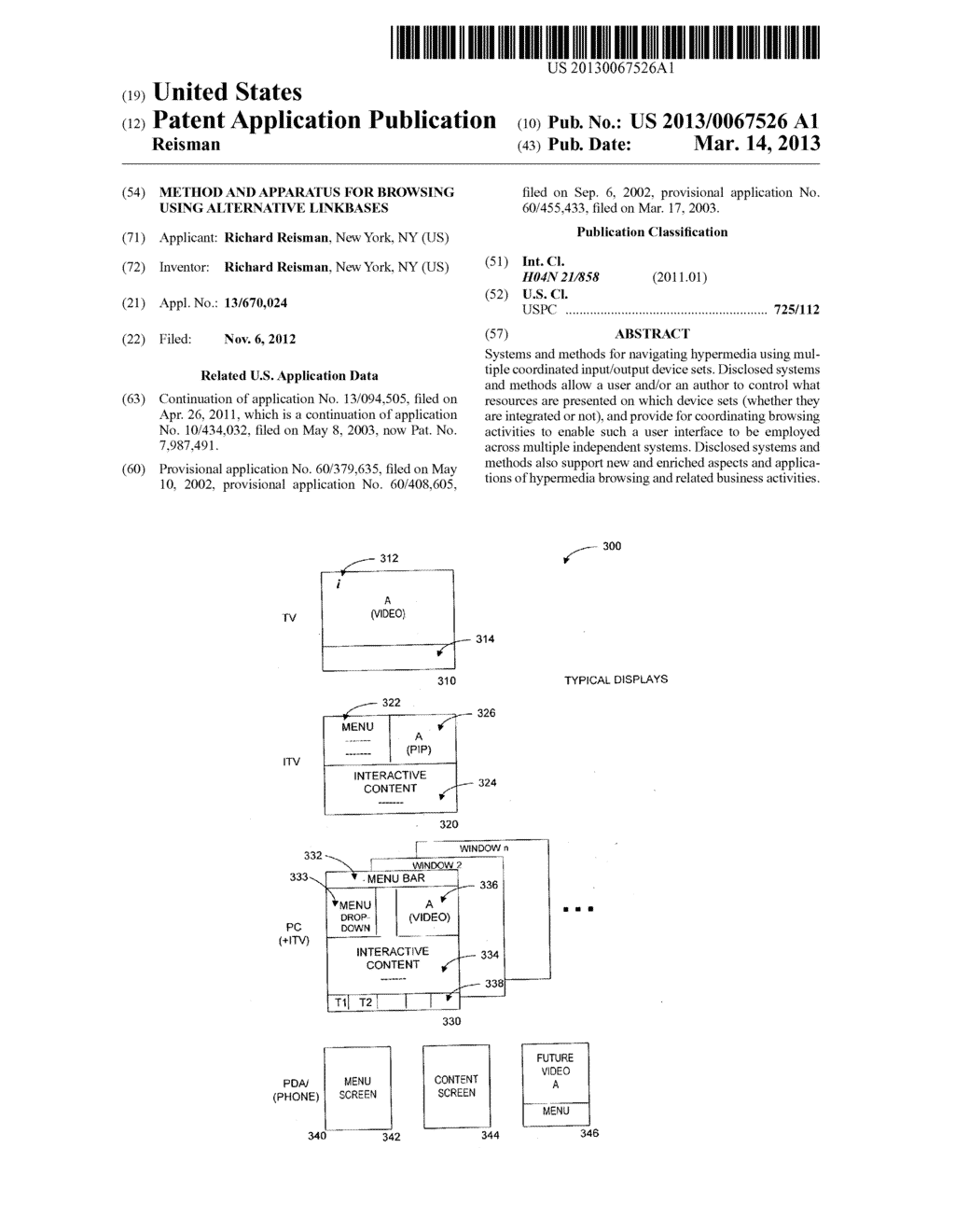 Method and Apparatus for Browsing Using Alternative Linkbases - diagram, schematic, and image 01