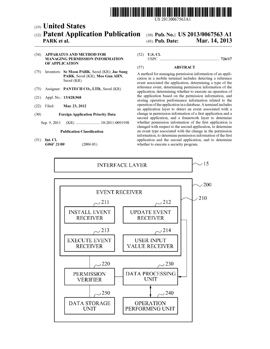 APPARATUS AND METHOD FOR MANAGING PERMISSION INFORMATION OF APPLICATION - diagram, schematic, and image 01