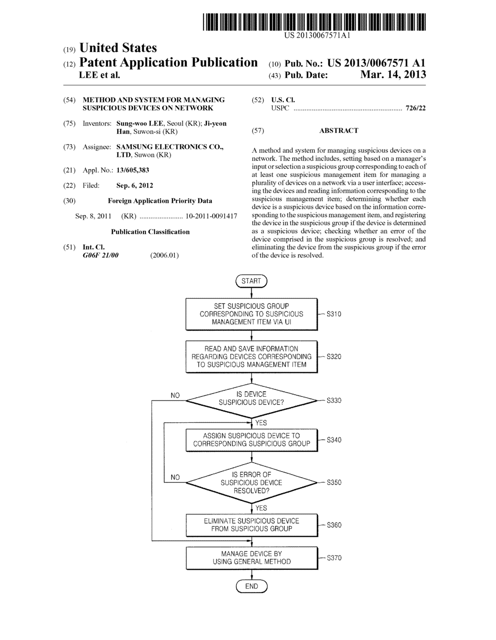 METHOD AND SYSTEM FOR MANAGING SUSPICIOUS DEVICES ON NETWORK - diagram, schematic, and image 01