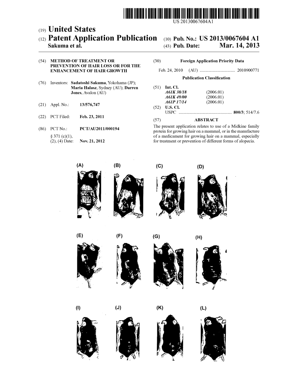 Method of Treatment or Prevention of Hair Loss or for the Enhancement of     Hair Growth - diagram, schematic, and image 01