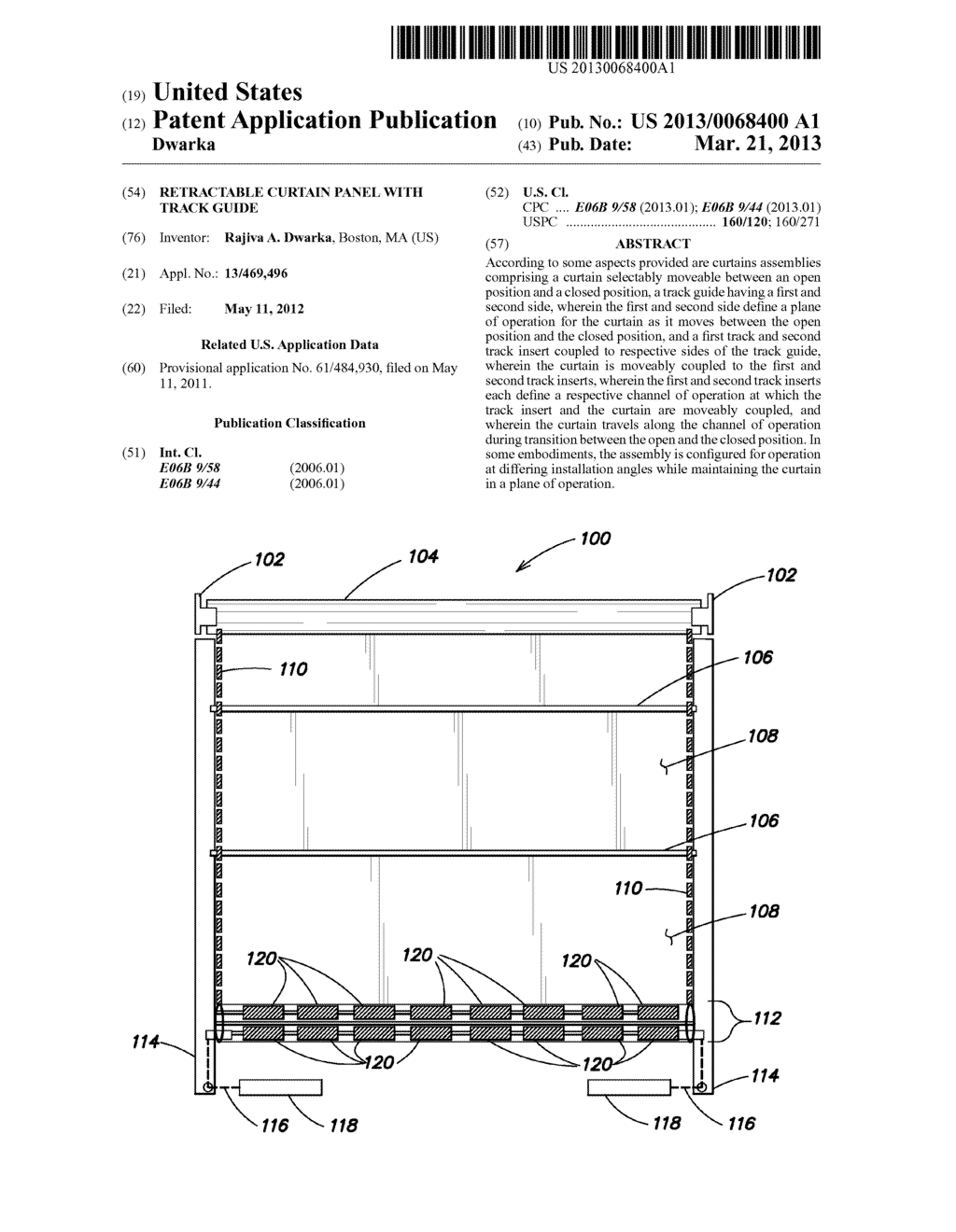 RETRACTABLE CURTAIN PANEL WITH TRACK GUIDE - diagram, schematic, and image 01