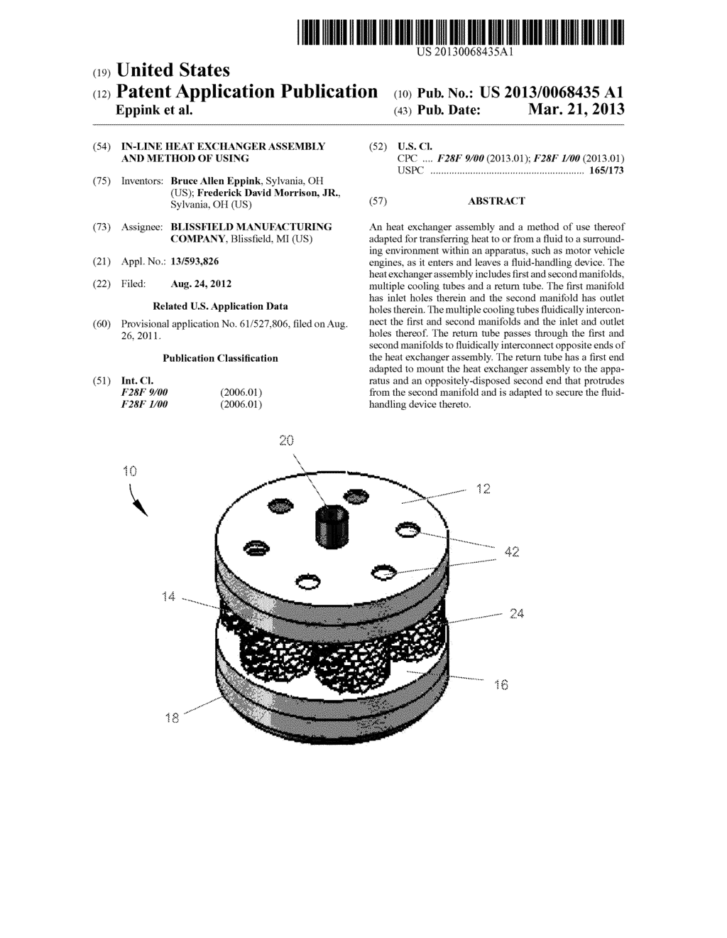 IN-LINE HEAT EXCHANGER ASSEMBLY AND METHOD OF USING - diagram, schematic, and image 01