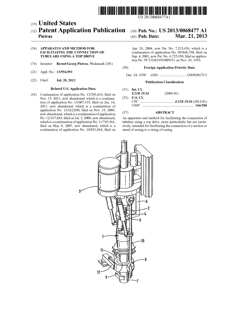 APPARATUS AND METHOD FOR FACILITATING THE CONNECTION OF TUBULARS USING A     TOP DRIVE - diagram, schematic, and image 01