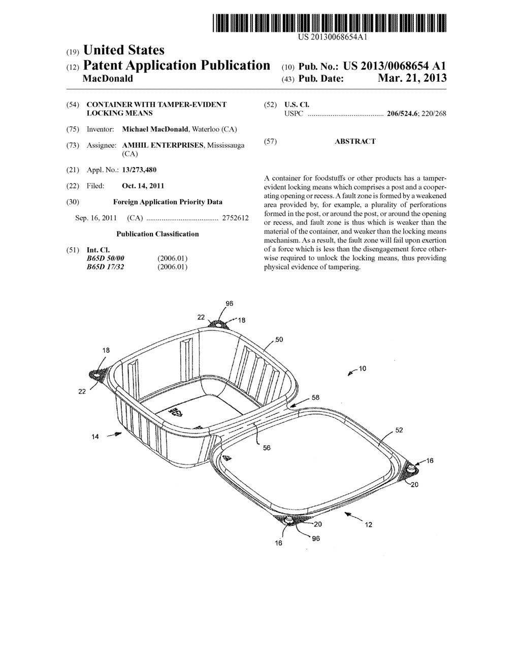 CONTAINER WITH TAMPER-EVIDENT LOCKING MEANS - diagram, schematic, and image 01