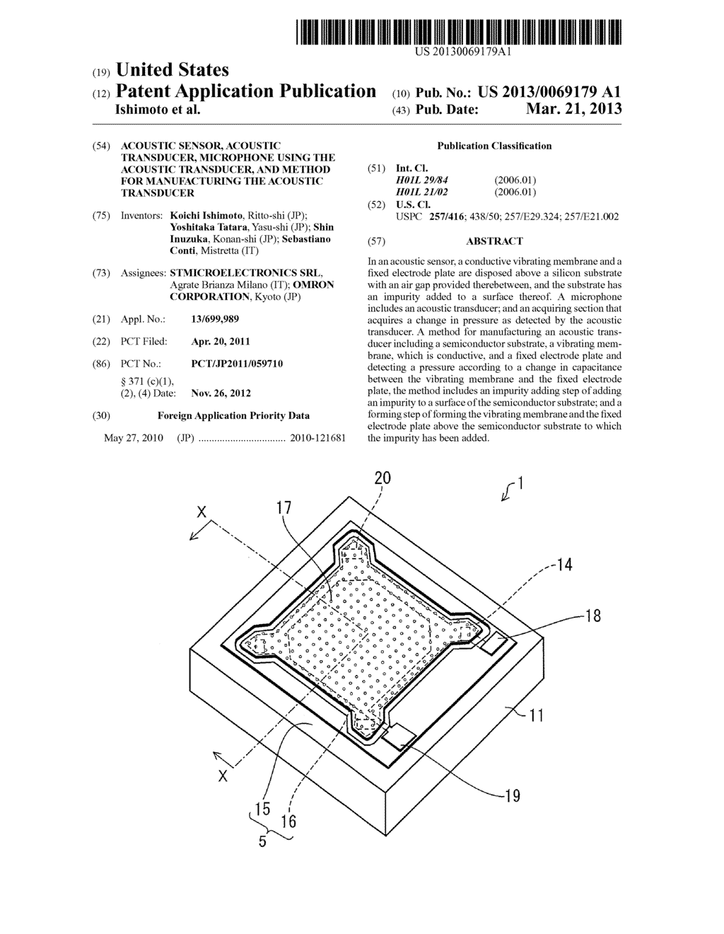 ACOUSTIC SENSOR, ACOUSTIC TRANSDUCER, MICROPHONE USING THE ACOUSTIC     TRANSDUCER, AND METHOD FOR MANUFACTURING THE ACOUSTIC TRANSDUCER - diagram, schematic, and image 01