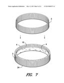 METHOD AND APPARATUS FOR INSERTING A SPACER BETWEEN ANNULAR REINFORCEMENT     BANDS diagram and image