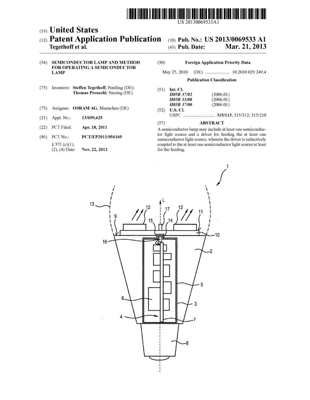 SEMICONDUCTOR LAMP AND METHOD FOR OPERATING A SEMICONDUCTOR LAMP - diagram, schematic, and image 01
